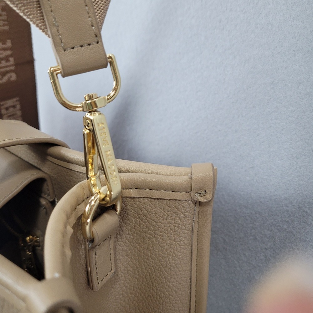 Steve Madden Satchel Bwebber-EL Sandstorm Beige Logo Strap Pouch Bag DT623705 OS - Picture 8 of 16